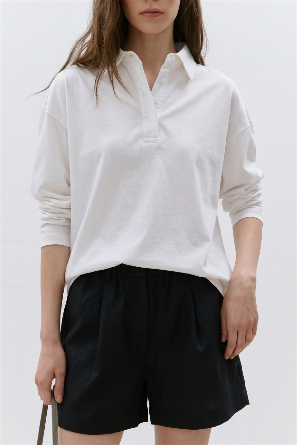 Ekru Polo Yaka Oversize Tişört