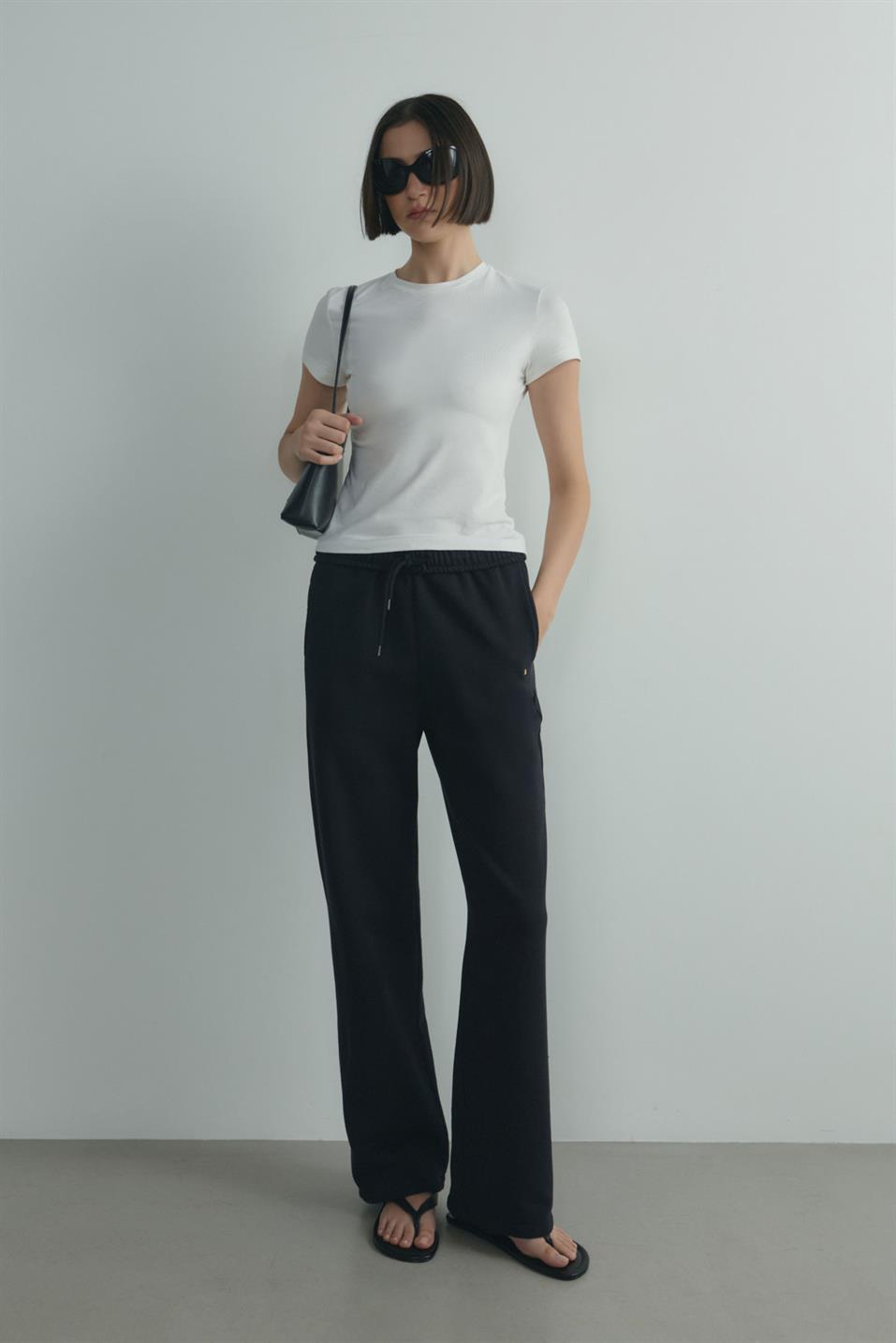 Ekru Skinny Fit Basic Tişört