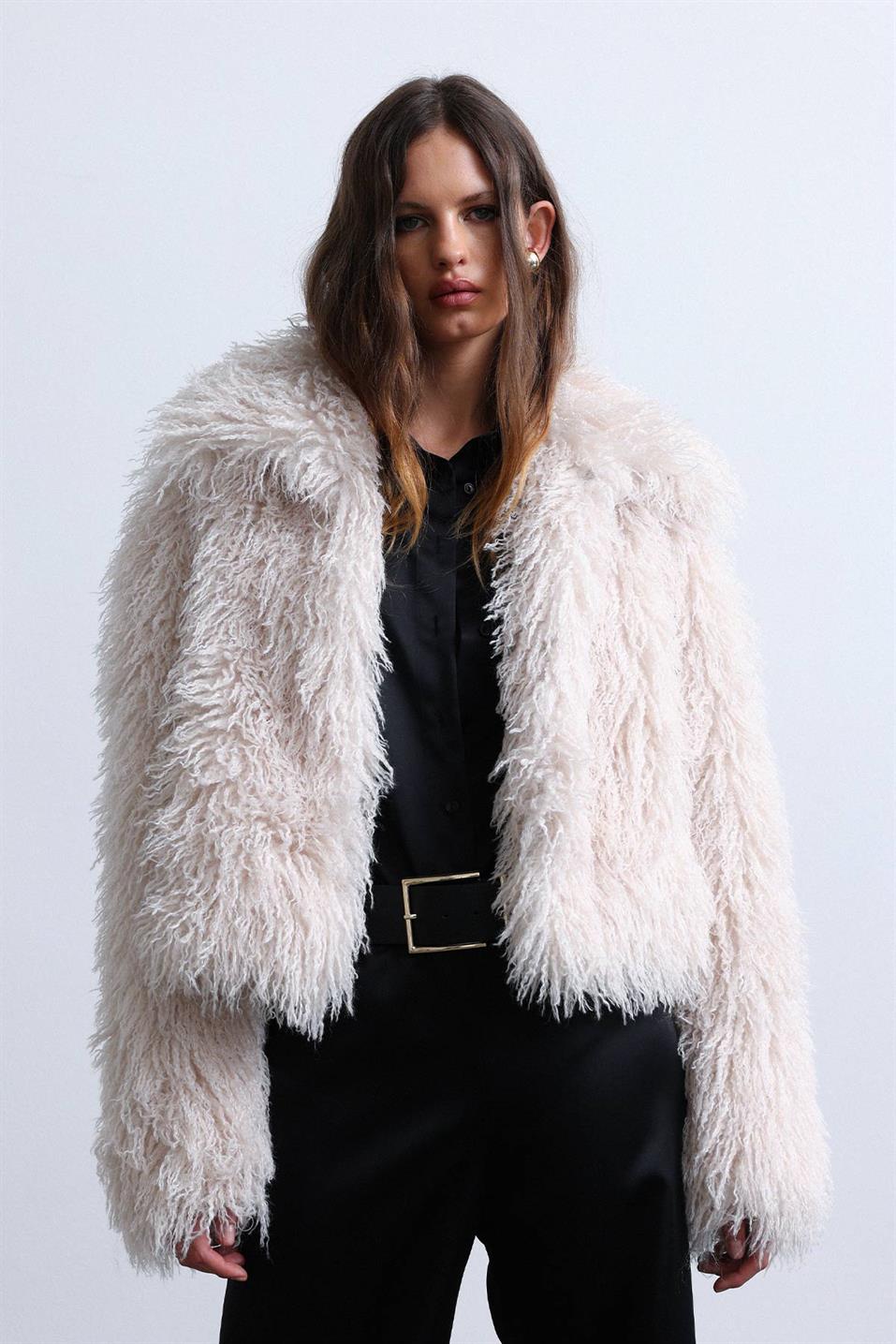 Ekru Suzie Suni Kürk Ceket