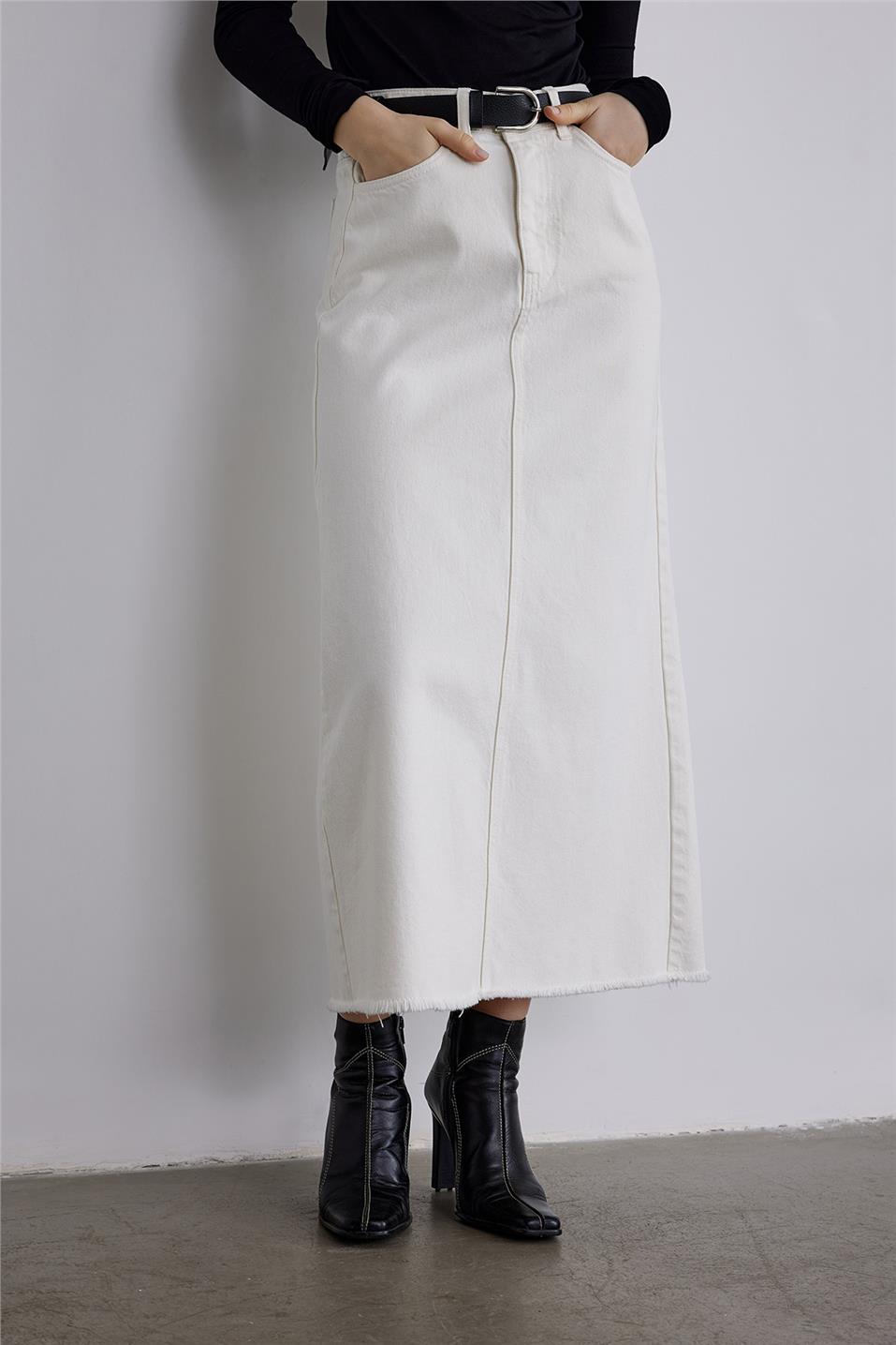 Ecru Long Jean Skirt