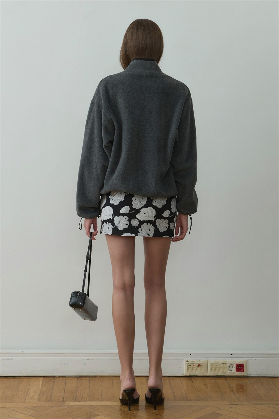 Füme Anu Oversize Fermuarlı Polar Hırka