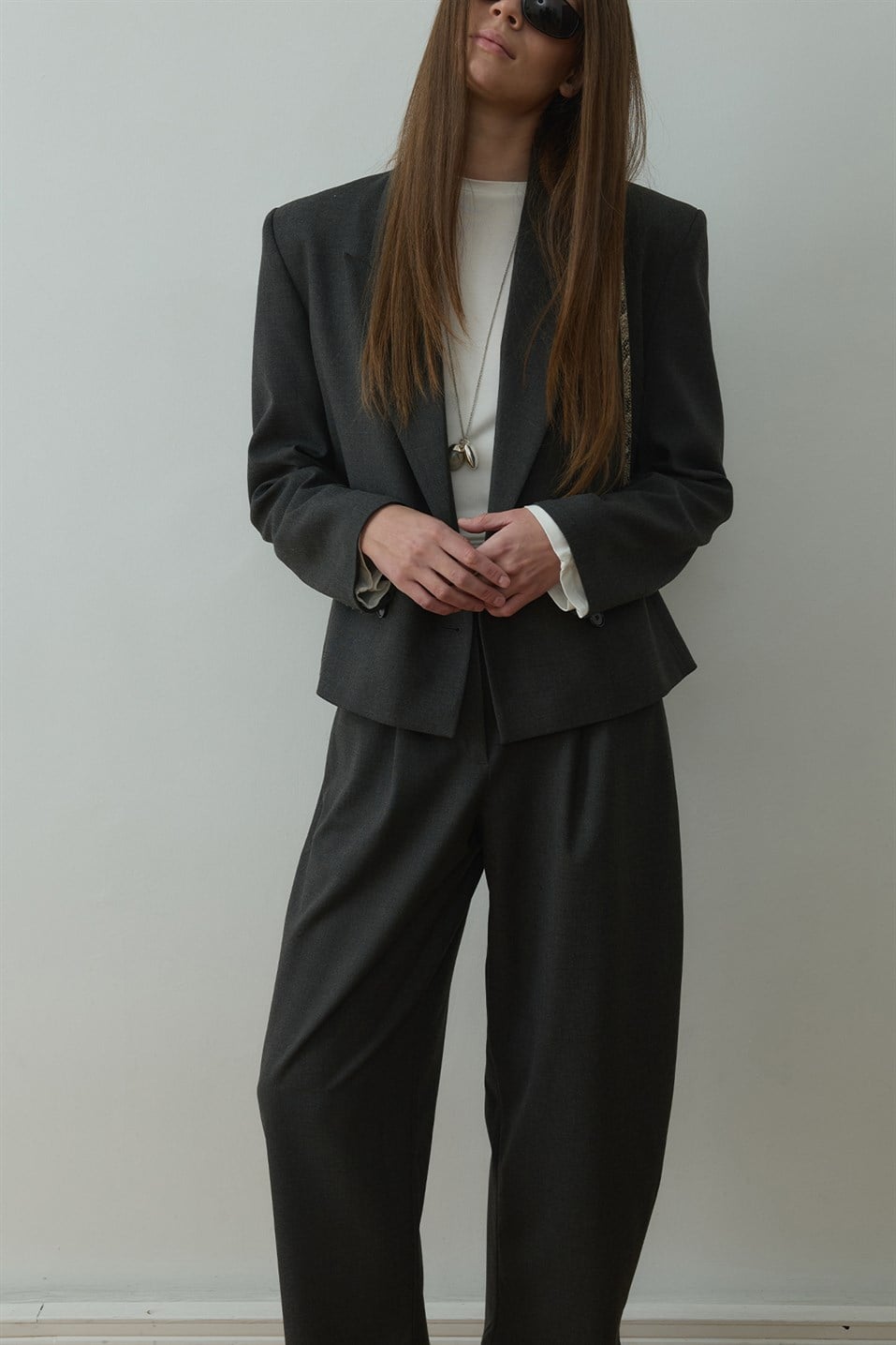 Füme Ash Kruvaze Blazer Ceket