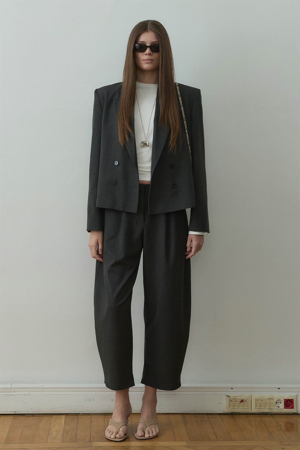 Füme Ash Kruvaze Blazer Ceket