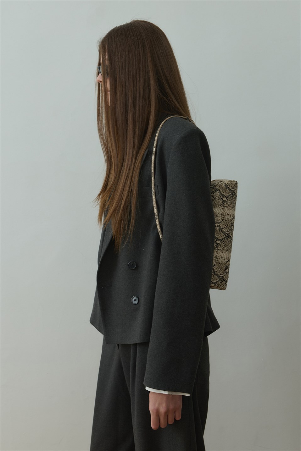 Füme Ash Kruvaze Blazer Ceket