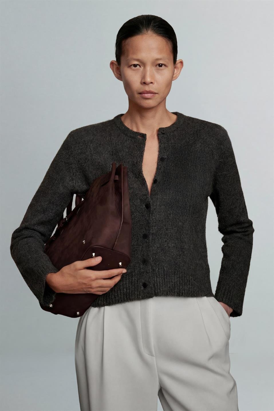 Füme Jenny Düğmeli Hırka