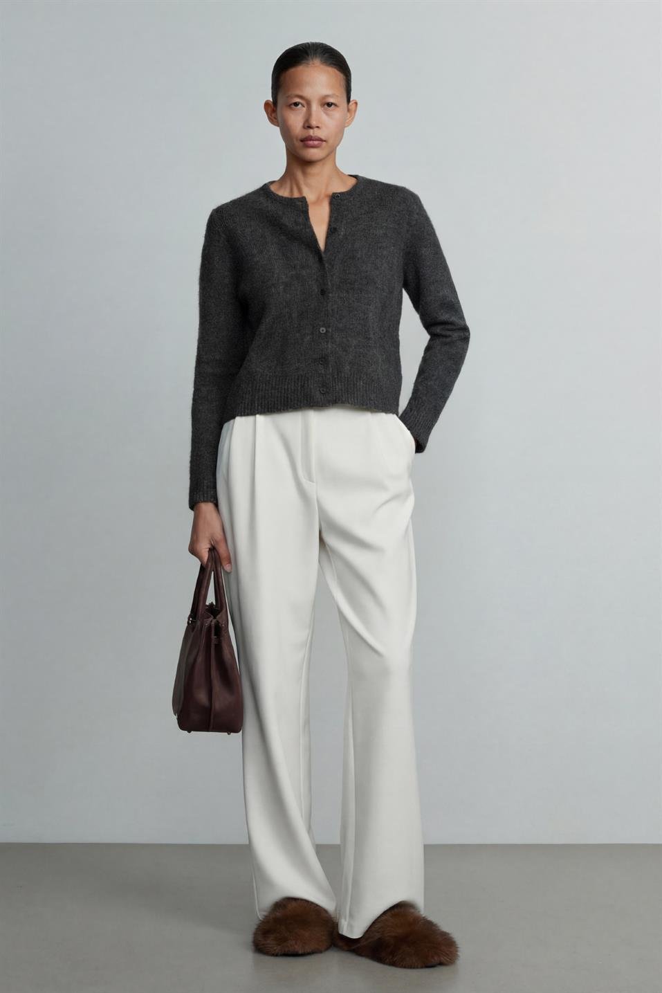 Füme Jenny Düğmeli Hırka