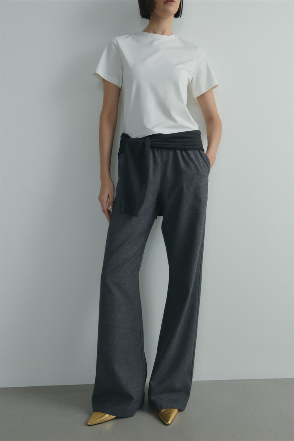 Füme Jilly Lastikli Klasik Pantolon