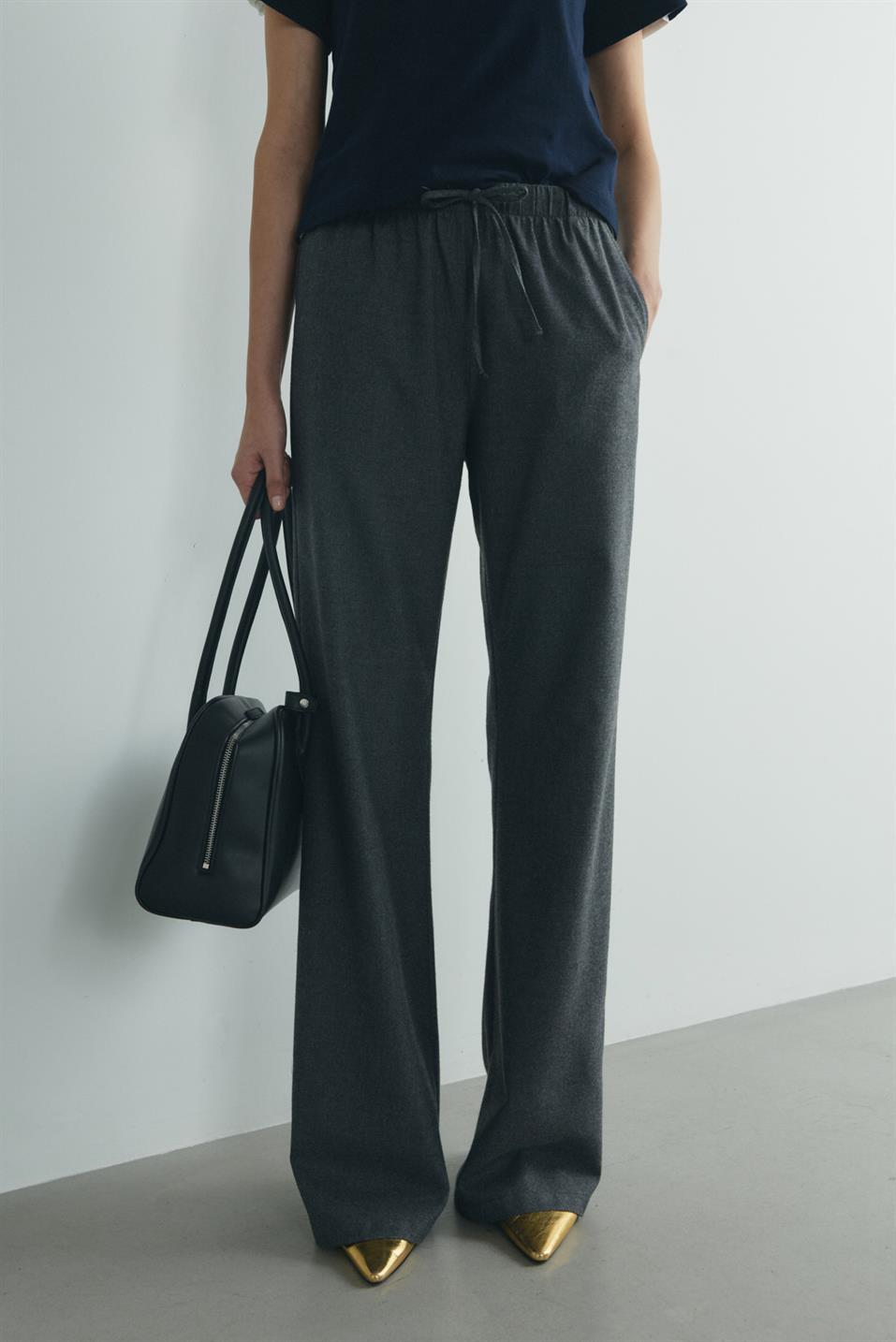 Füme Jilly Lastikli Klasik Pantolon