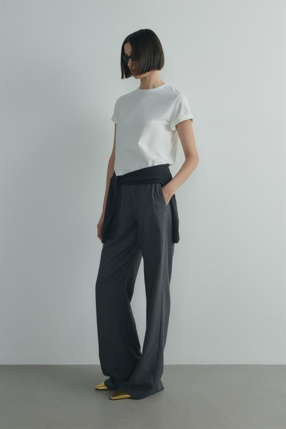 Füme Jilly Lastikli Klasik Pantolon