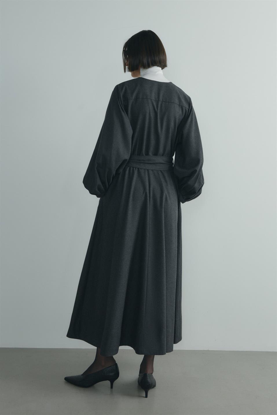 Füme Kaia Düğmeli Maxi Elbise