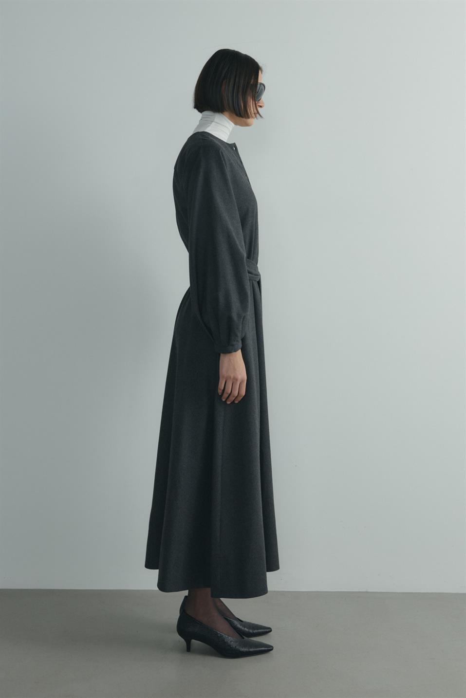 Füme Kaia Düğmeli Maxi Elbise