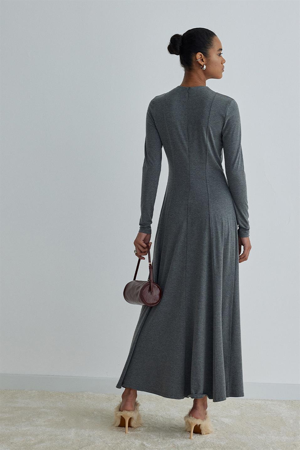 Füme Sandra Kloş Uzun Elbise