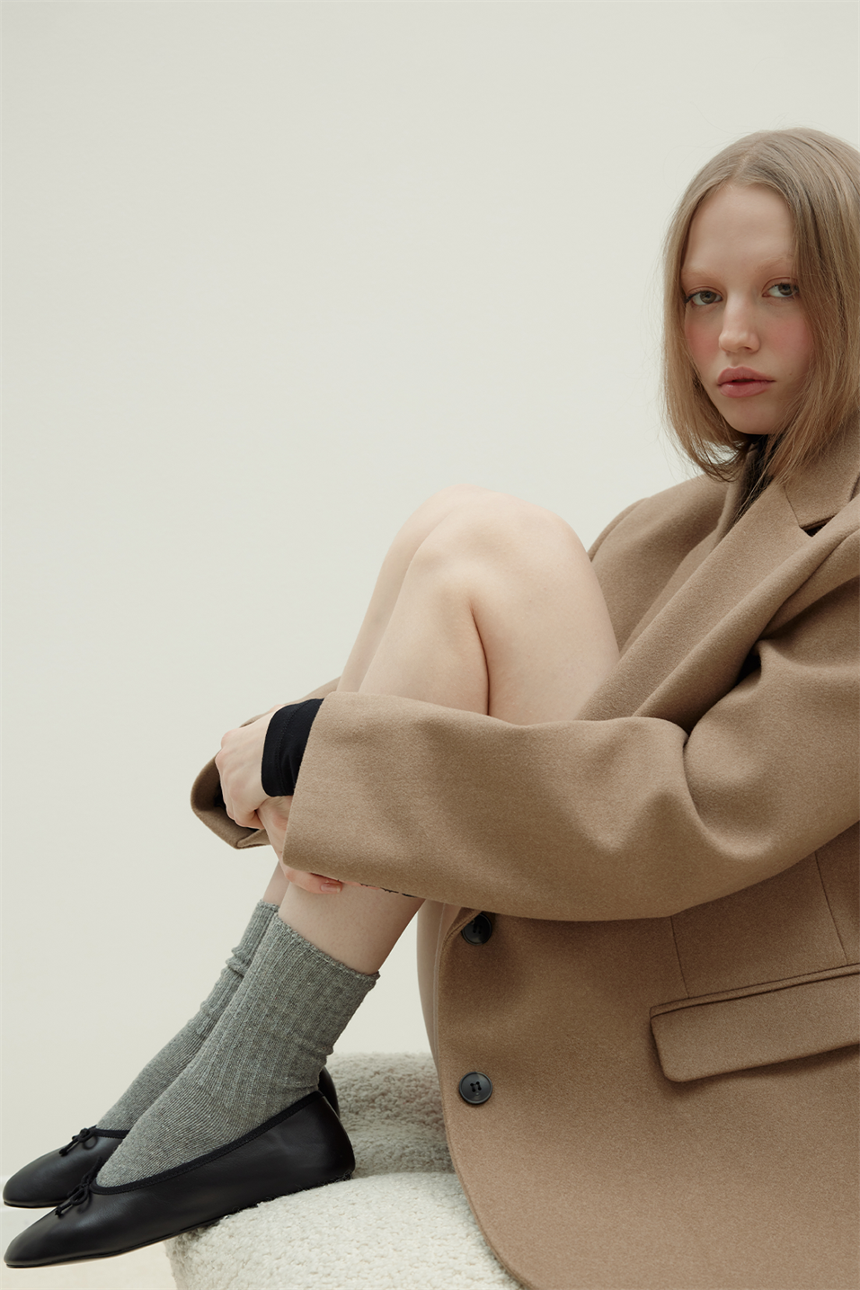 Wool Blend Ribbed Socks