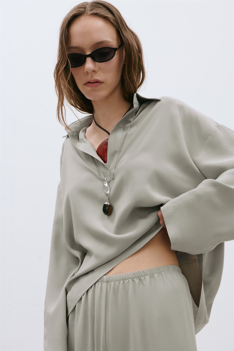 Alessa Polo Neck Tencel Blouse