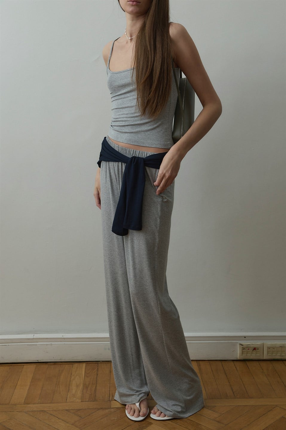 Gri Cosie Beli Lastikli Pantolon