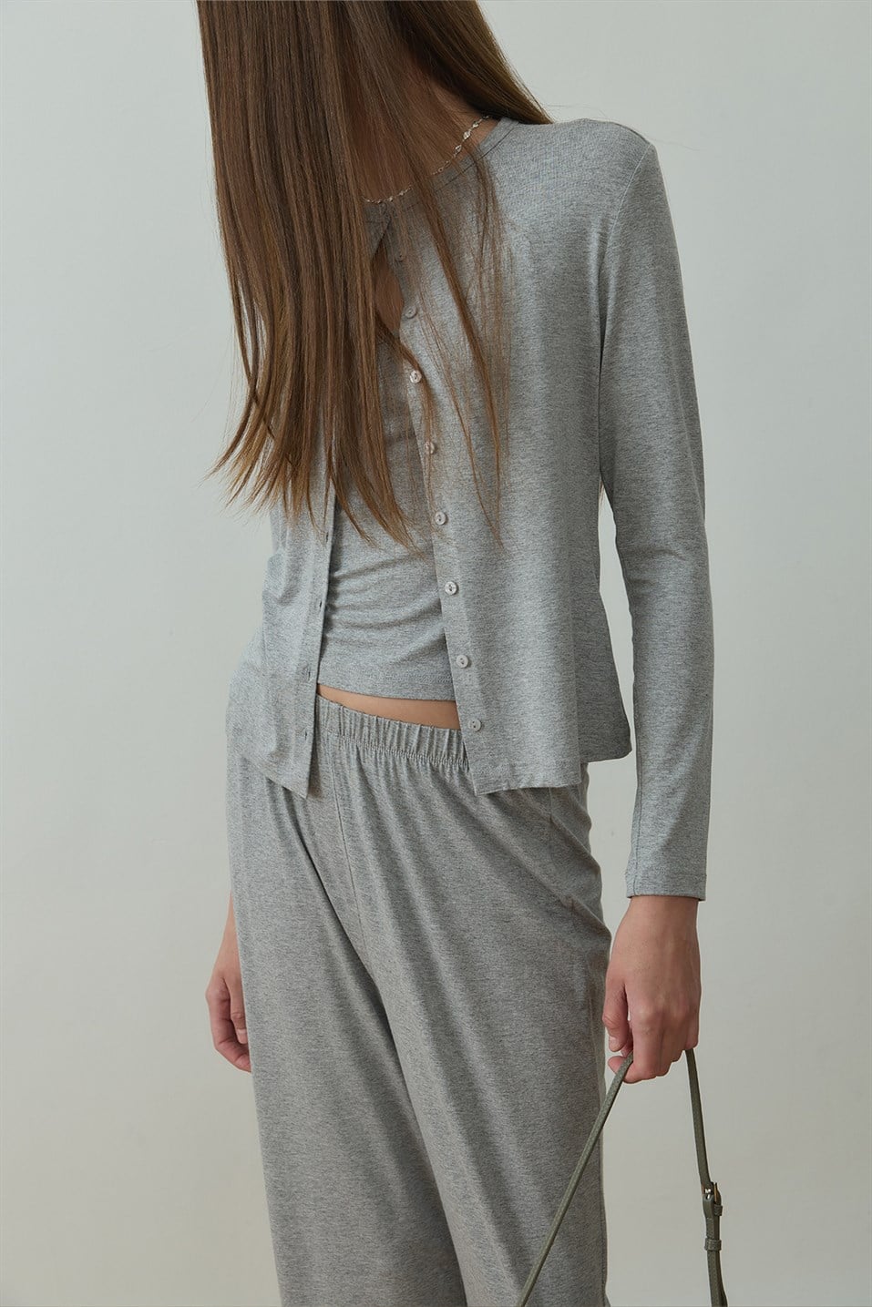 Gri Cosie Düğmeli Hırka