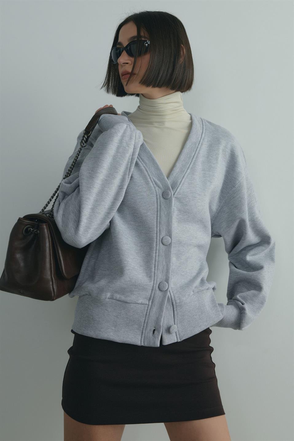 Gri Kenny Basic Hırka