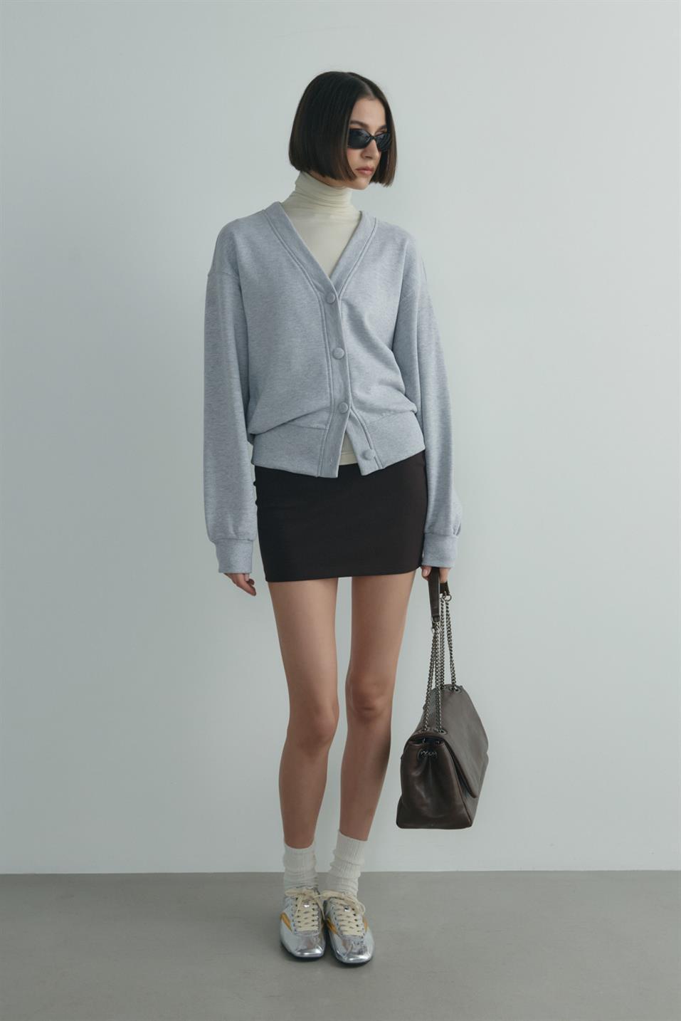 Gri Kenny Basic Hırka