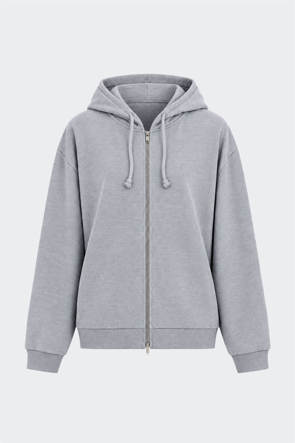 Gri Lena Fermuarlı Kapüşonlu Sweatshirt