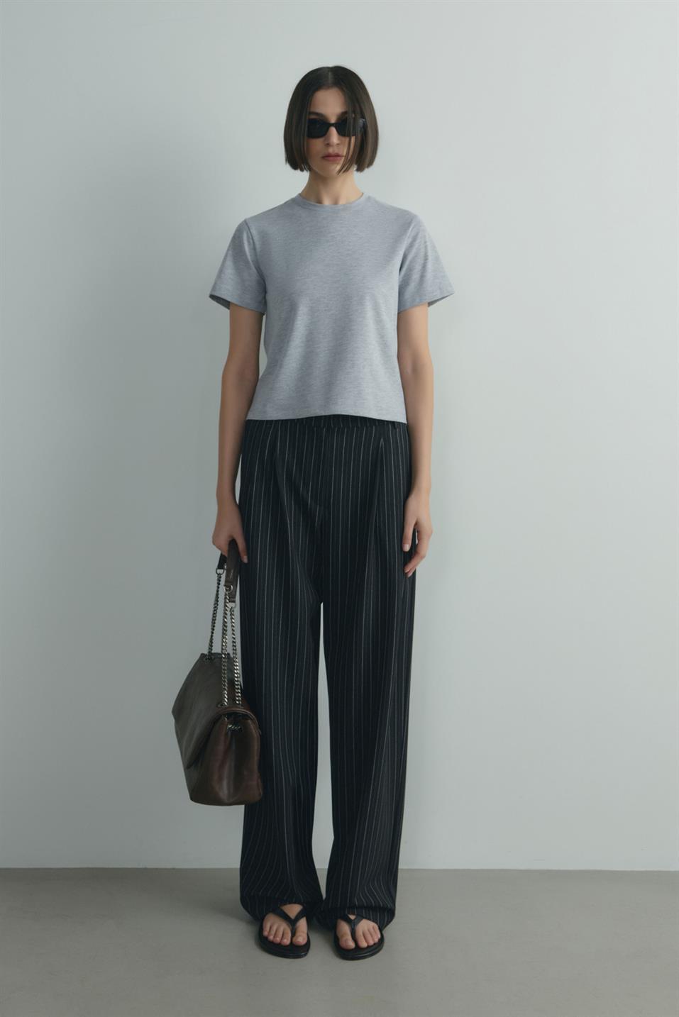 Gri Pamuklu Basic Tişört