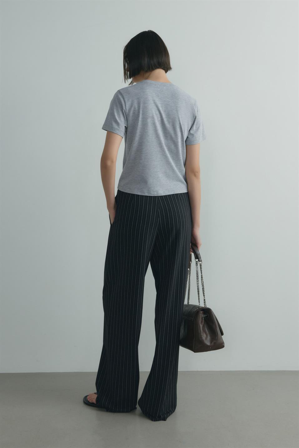 Gri Pamuklu Basic Tişört