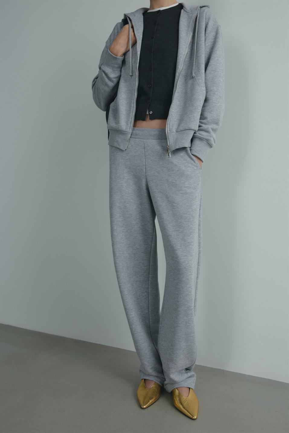 Gri Salted Lastikli Eşofman