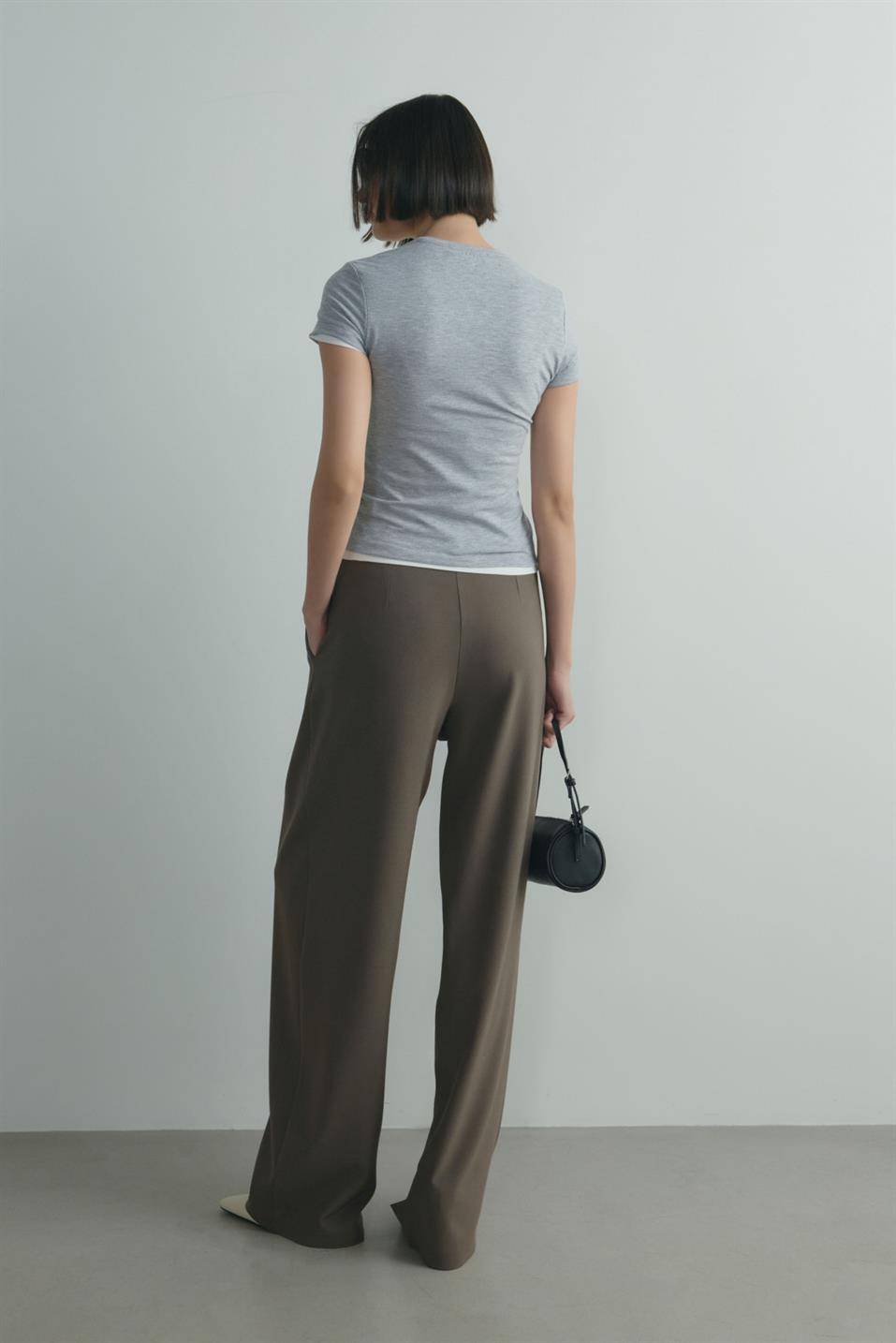 Gri Skinny Fit Basic Tişört