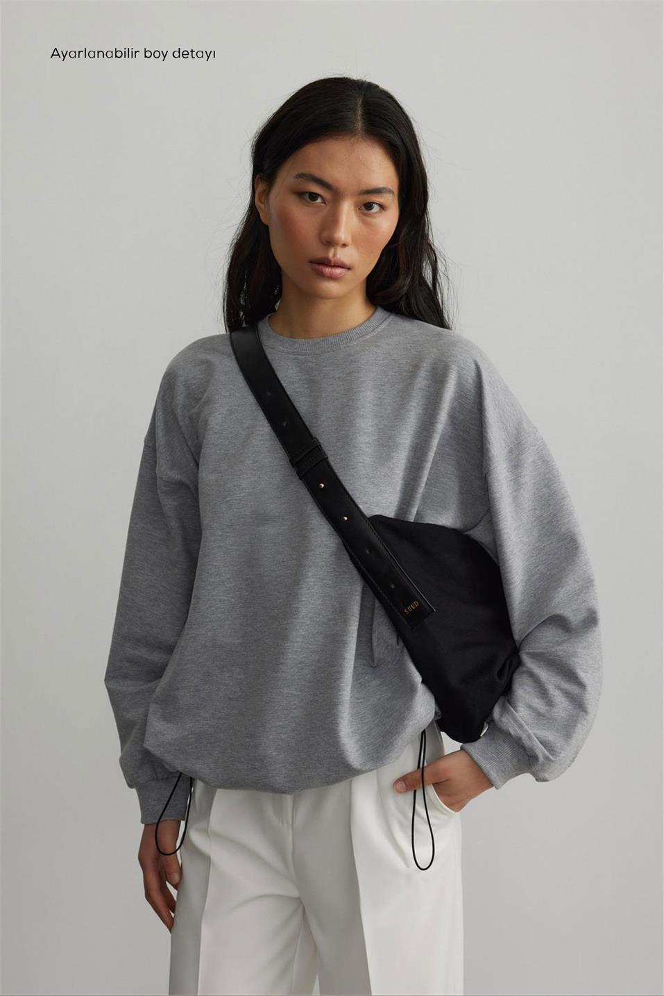 Gray Stopper Detailed Sweatshirt