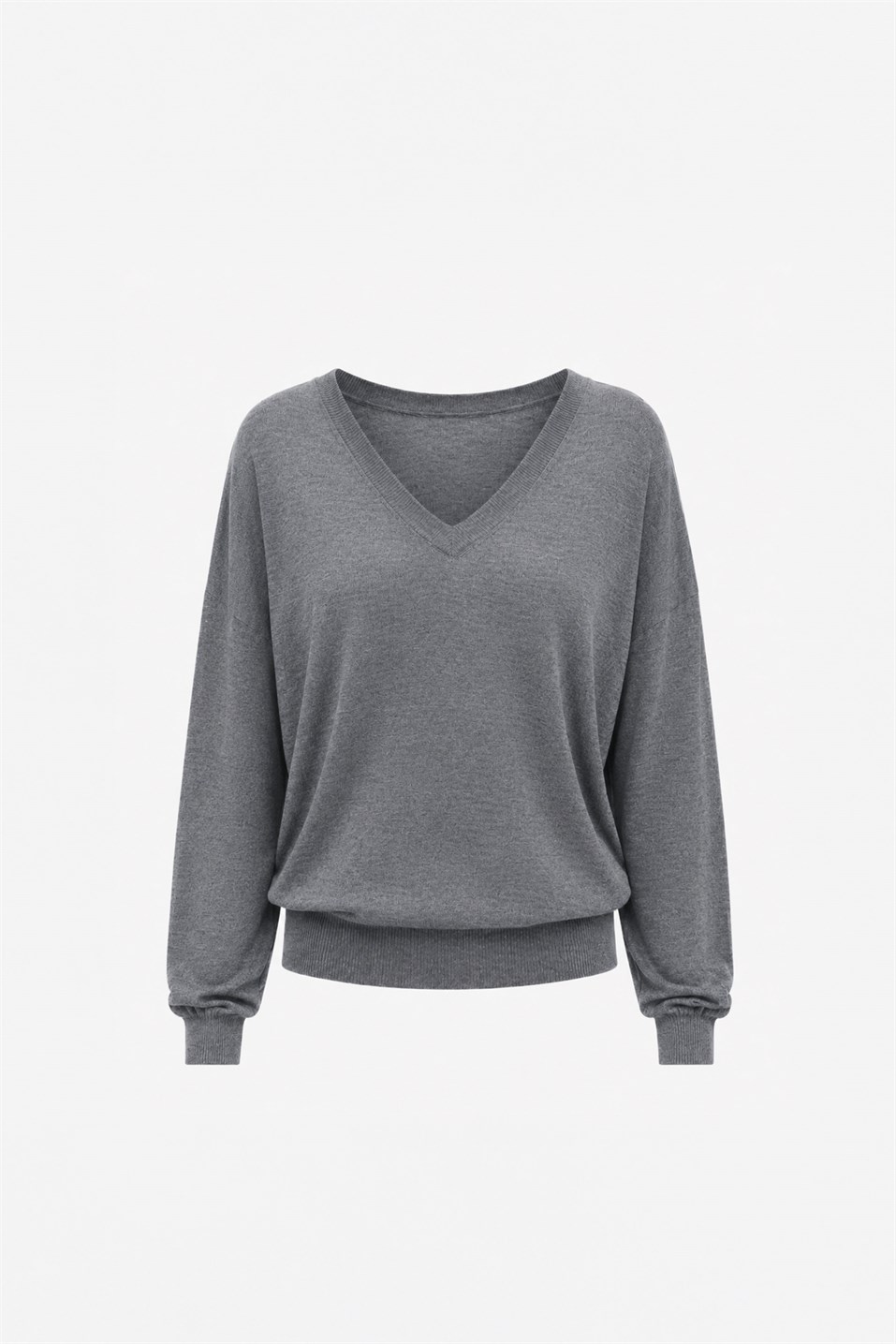 V-Neck Fine-Knit Sweater