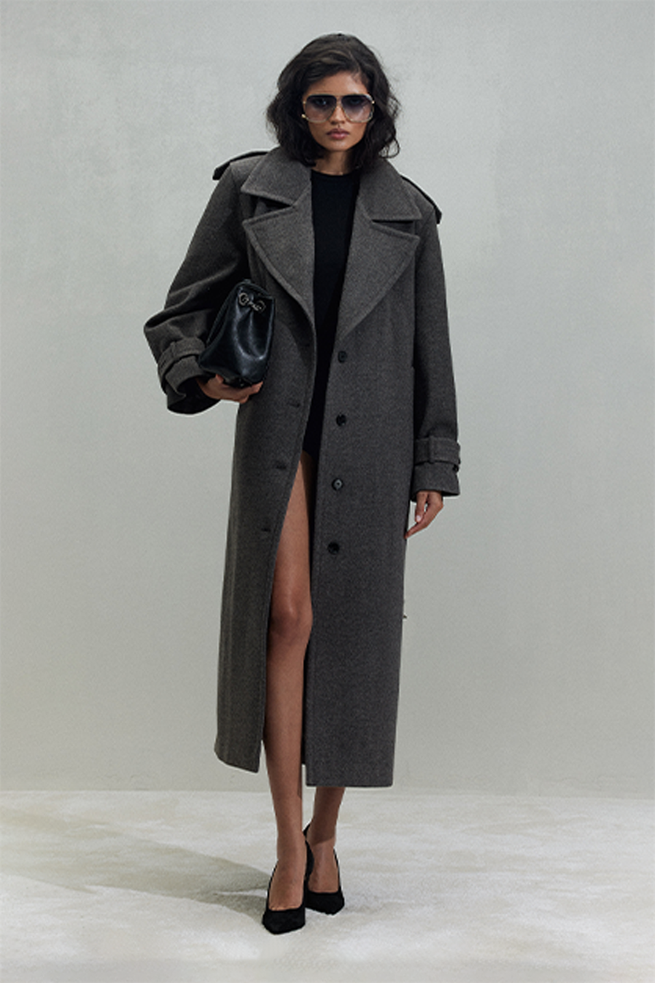 Kahverengi Hailey Geniş Yakalı Kaban