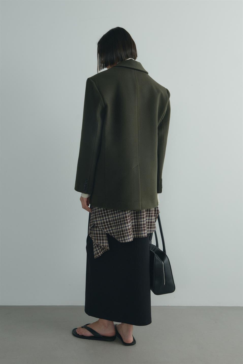 Haki %100 Yün Blazer Ceket