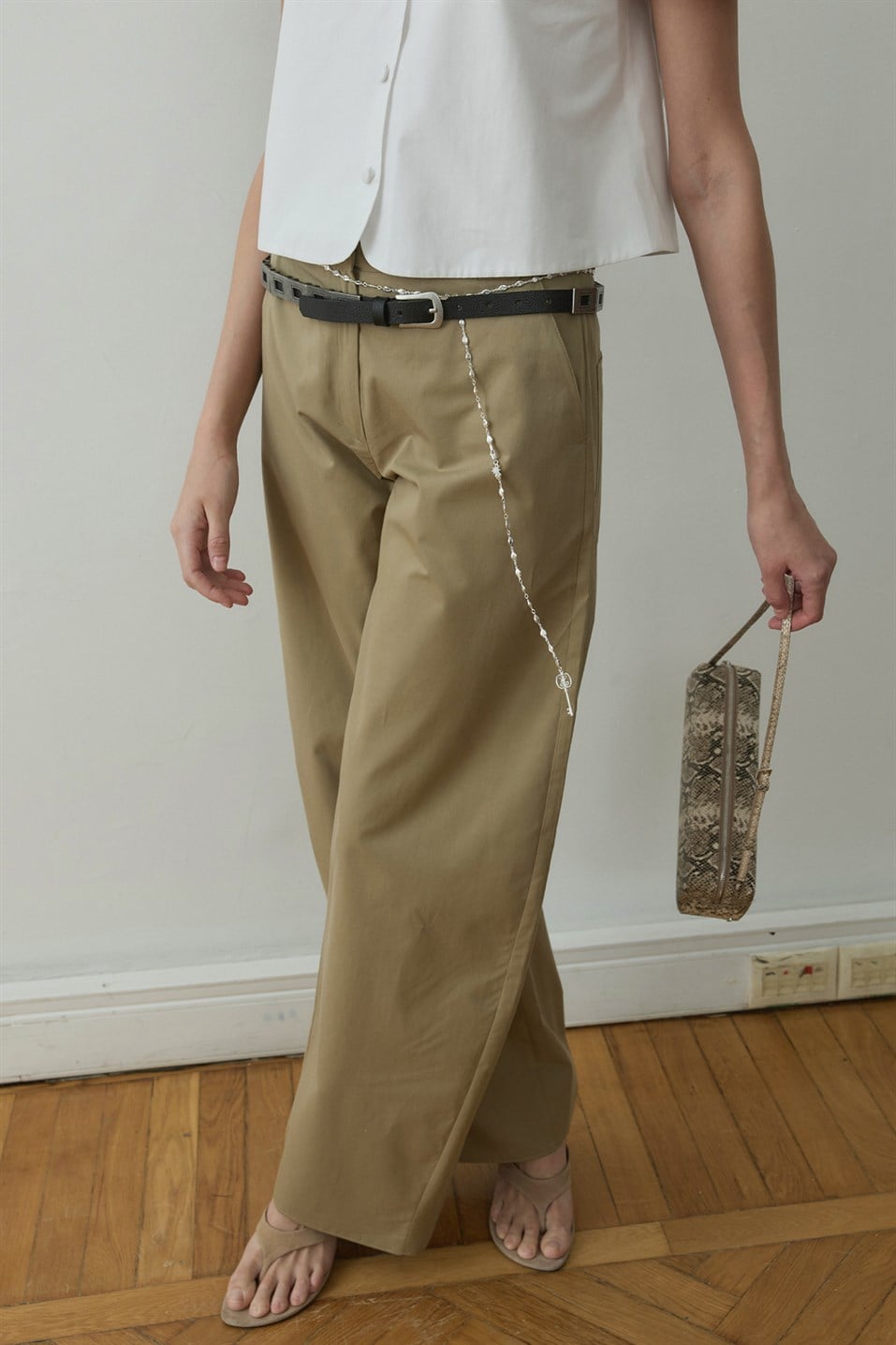 Haki Raffy Geniş Paça Pantolon