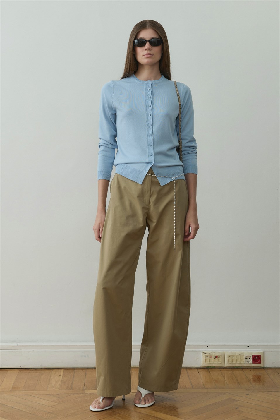 Haki Raffy Geniş Paça Pantolon