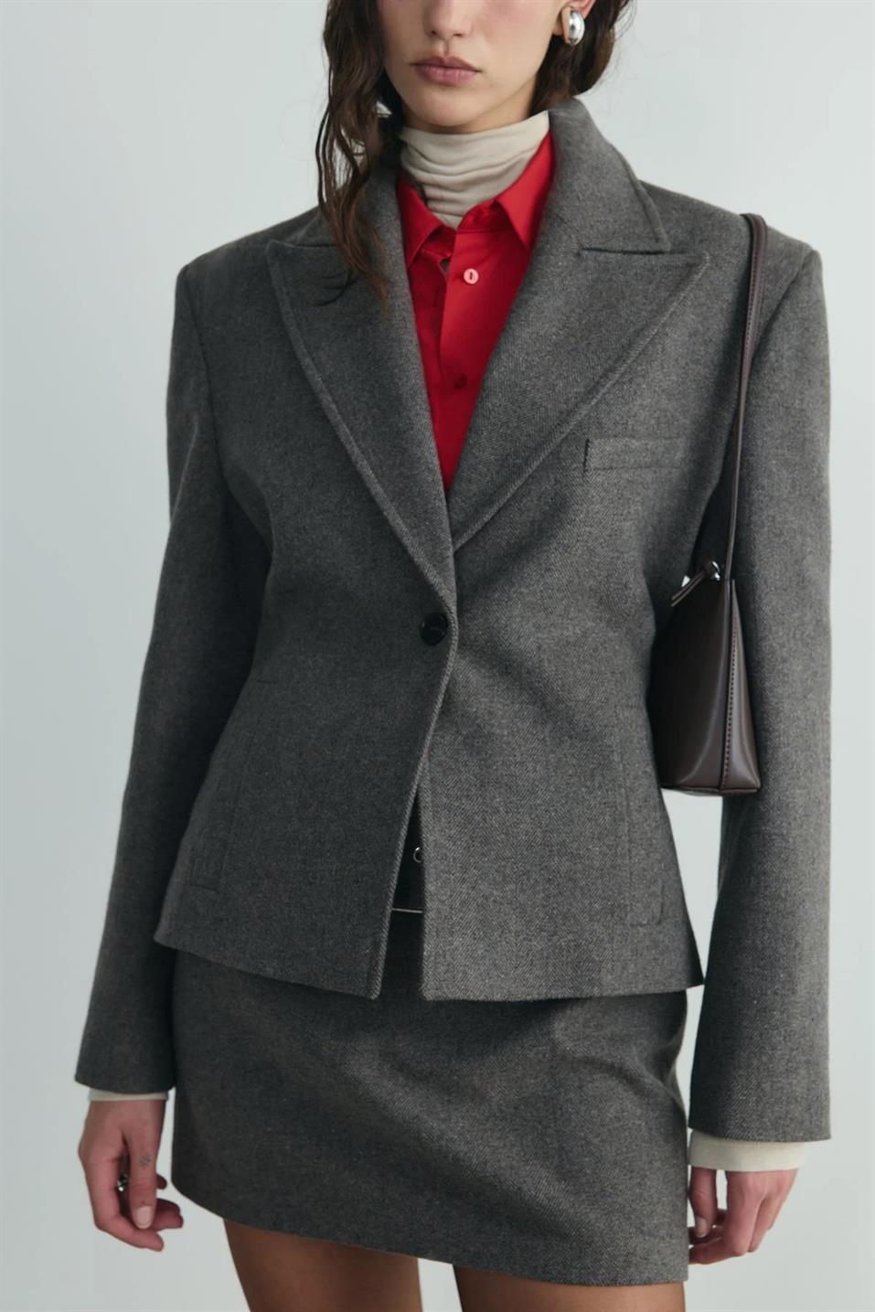 Kahverengi Blair Vatkalı Kaşe Ceket