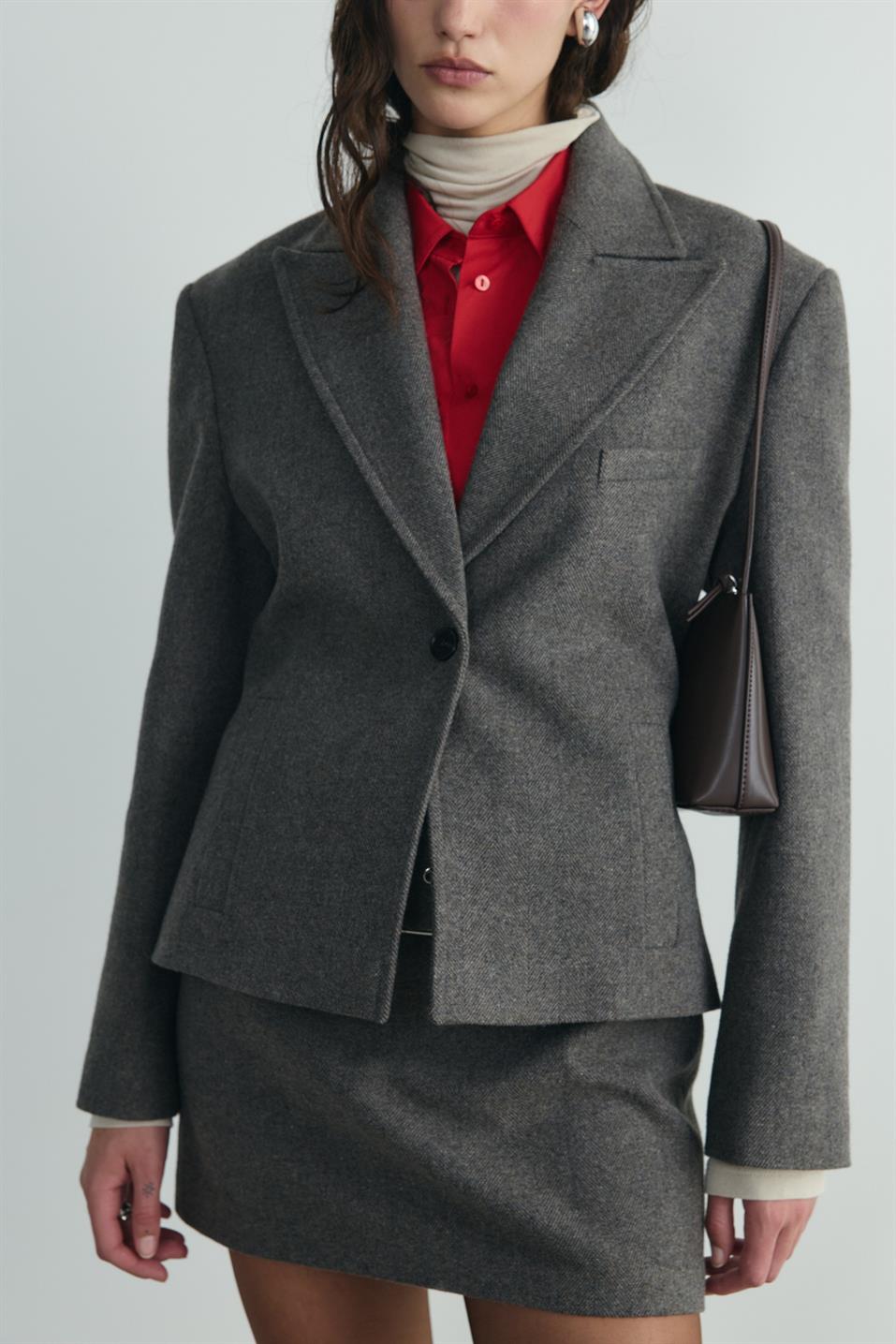 Kahverengi Blair Vatkalı Kaşe Ceket