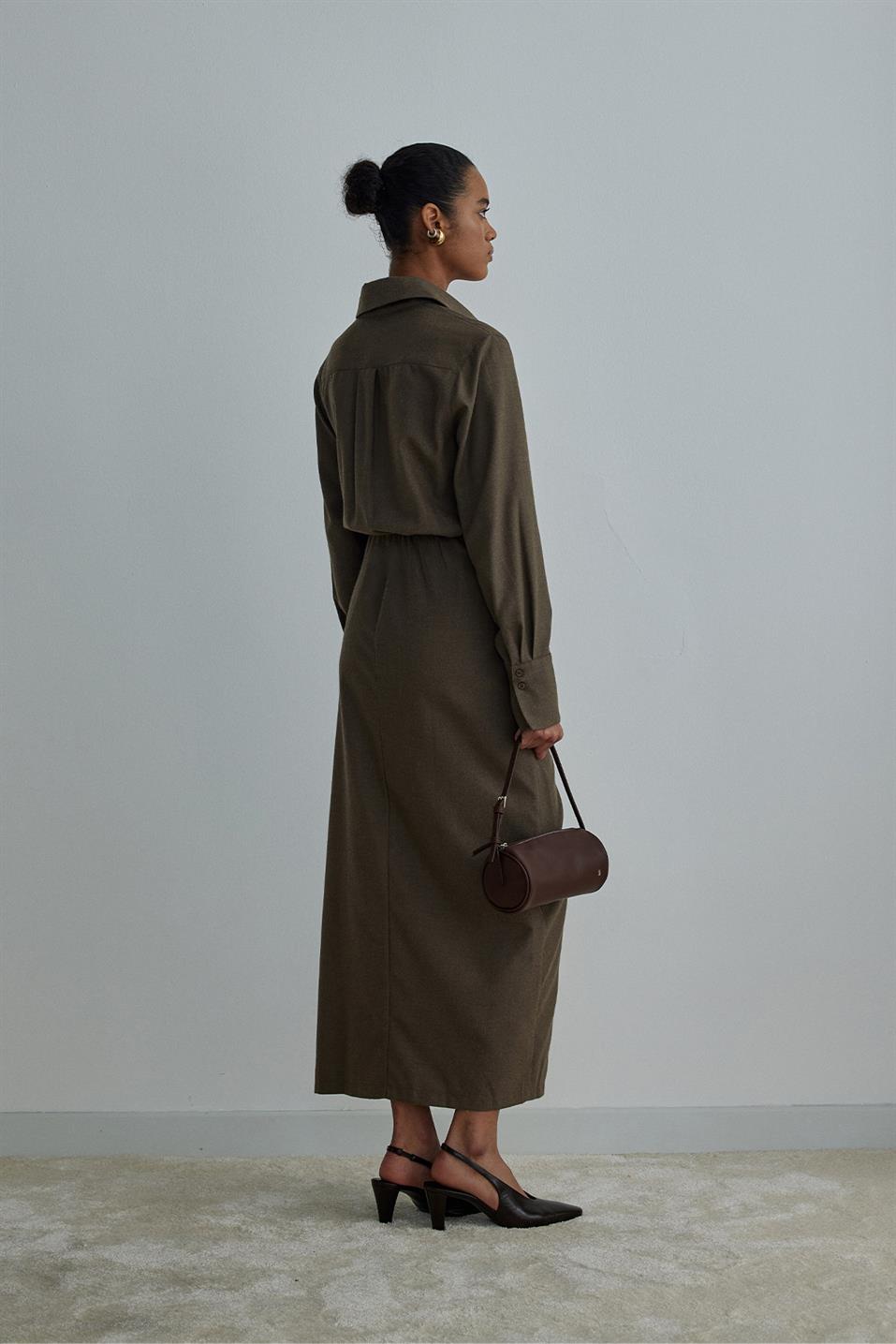 Kahverengi Goldie Anvelop Elbise