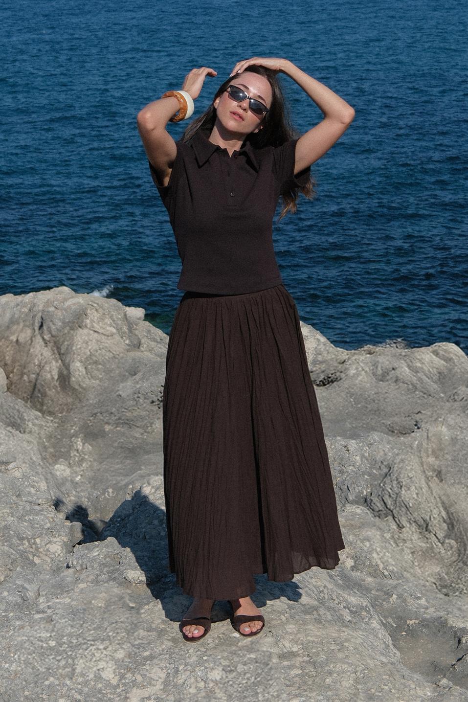 Kahverengi Jane Polo Yaka Tişört