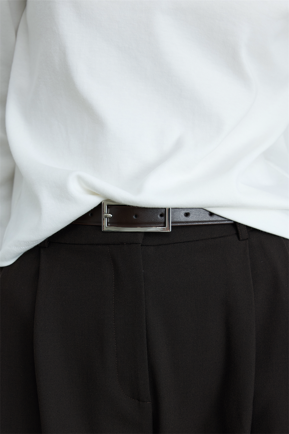 Rou Nikel Thin Leather Belt