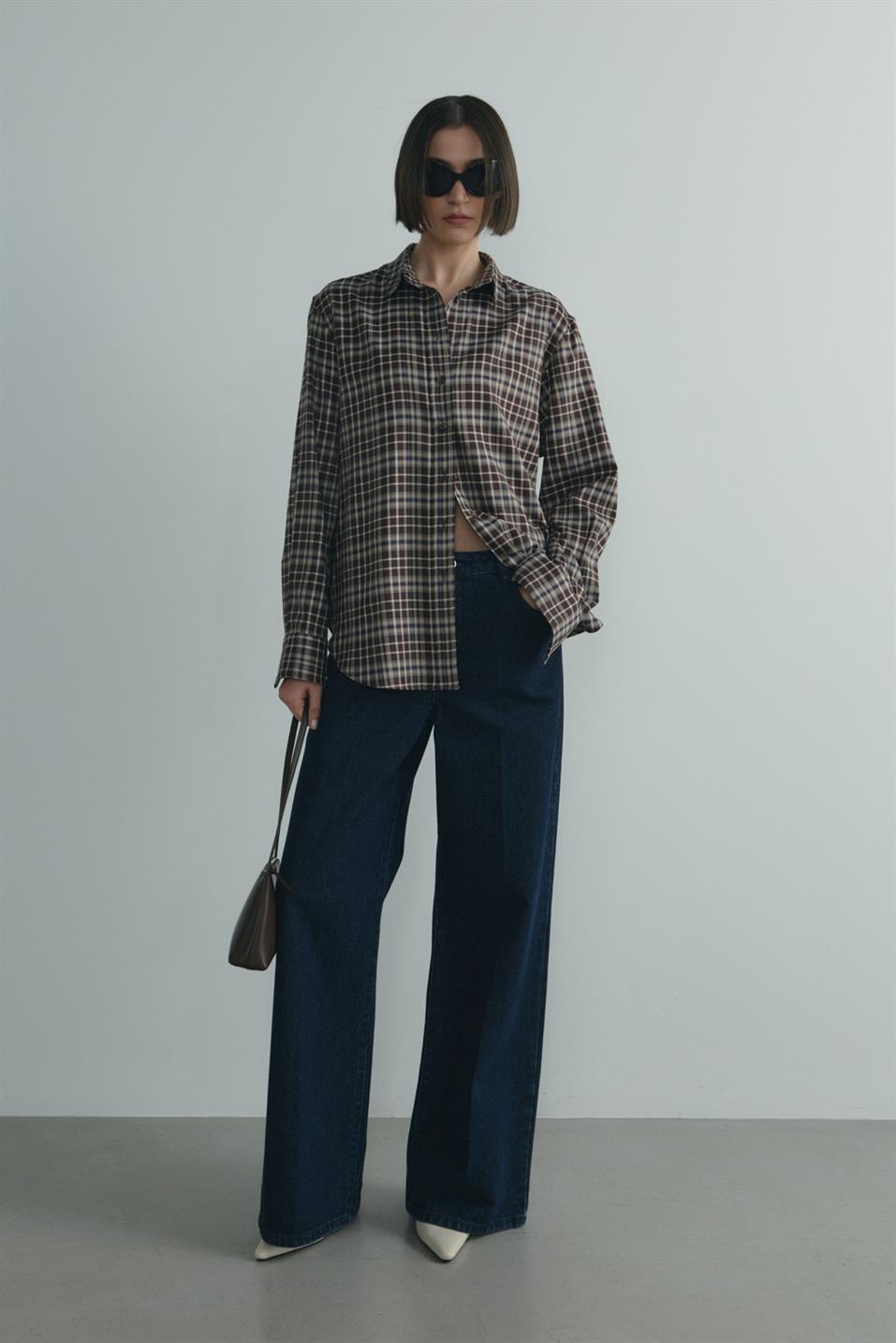 Kahverengi Slone Ekose Gömlek