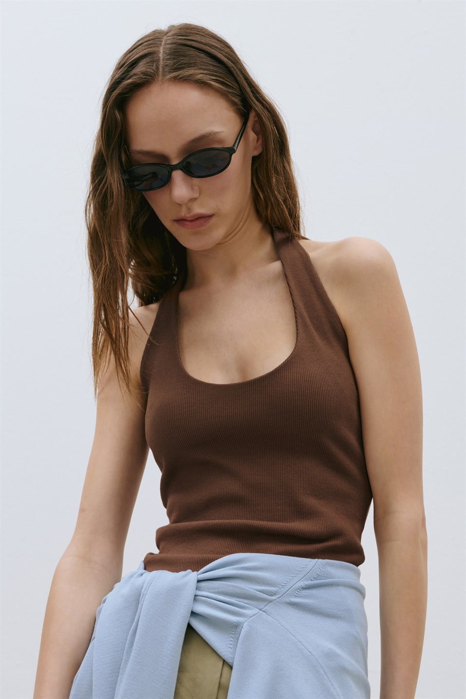 Kahverengi Tara Halter Top