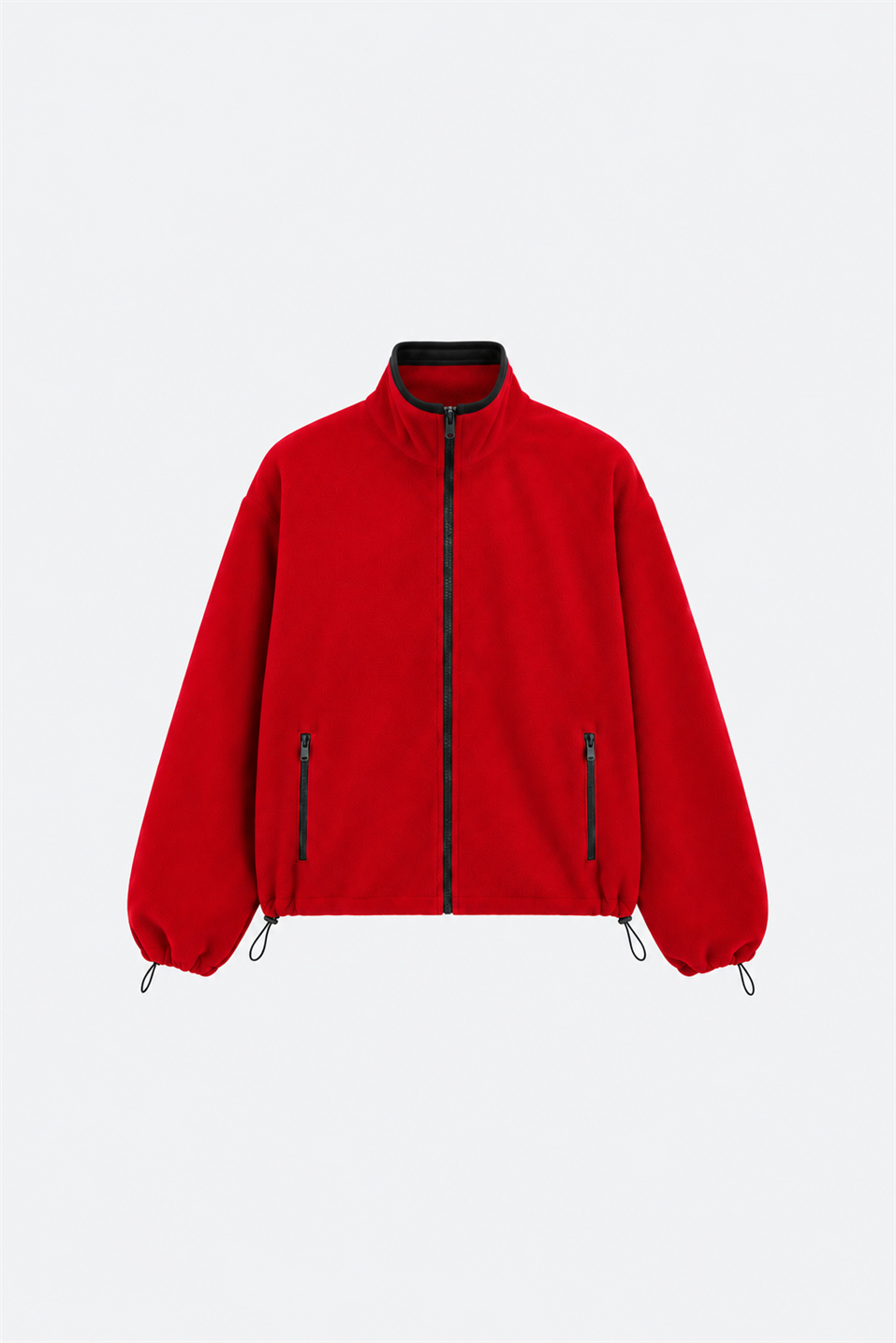 Kırmızı Anu Oversize Fermuarlı Polar Hırka