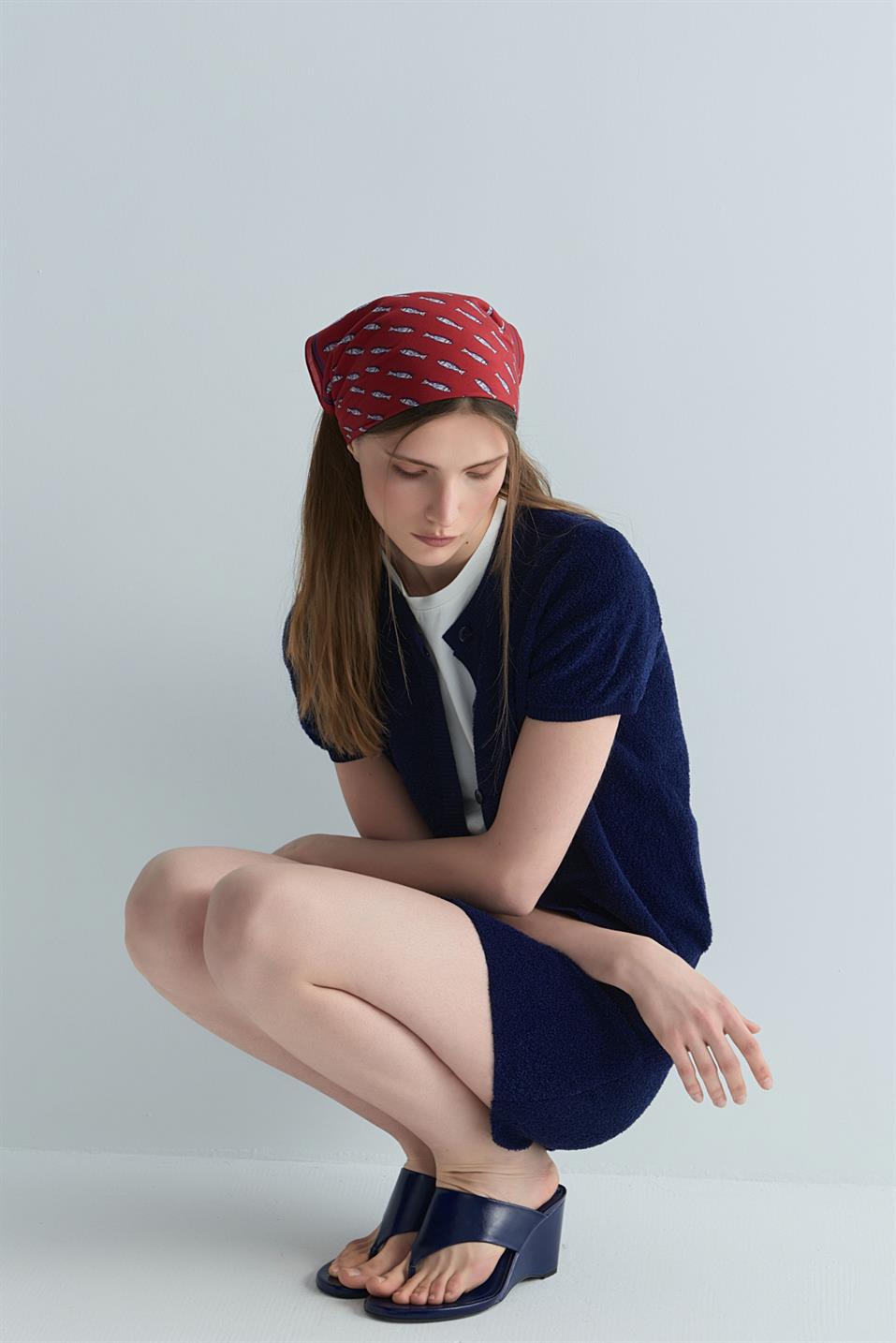 Kırmızı Balu Desenli Fular