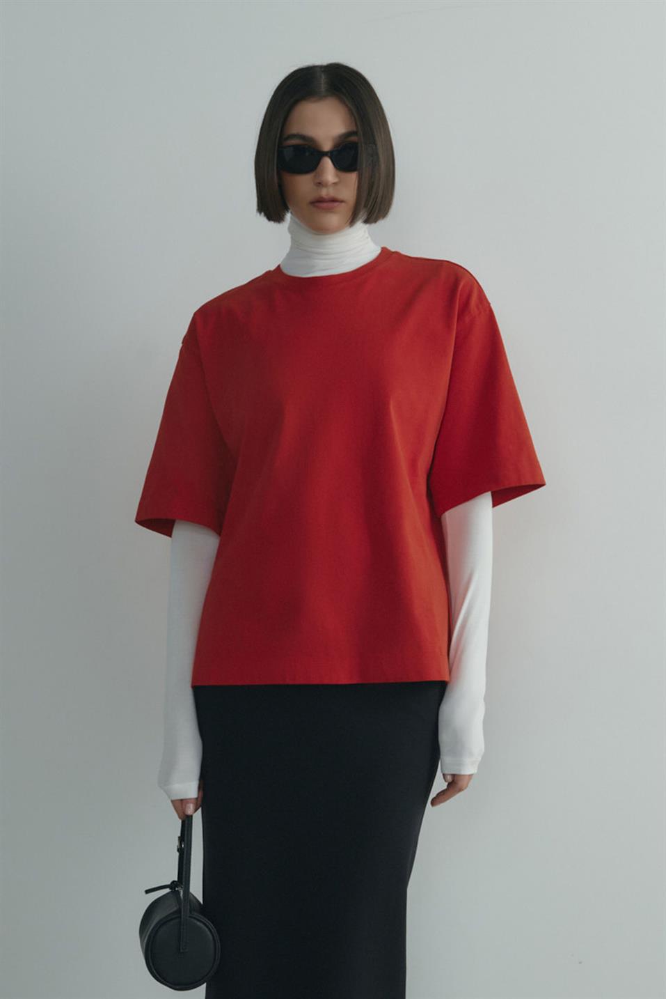 Kırmızı Nox Oversize Tişört