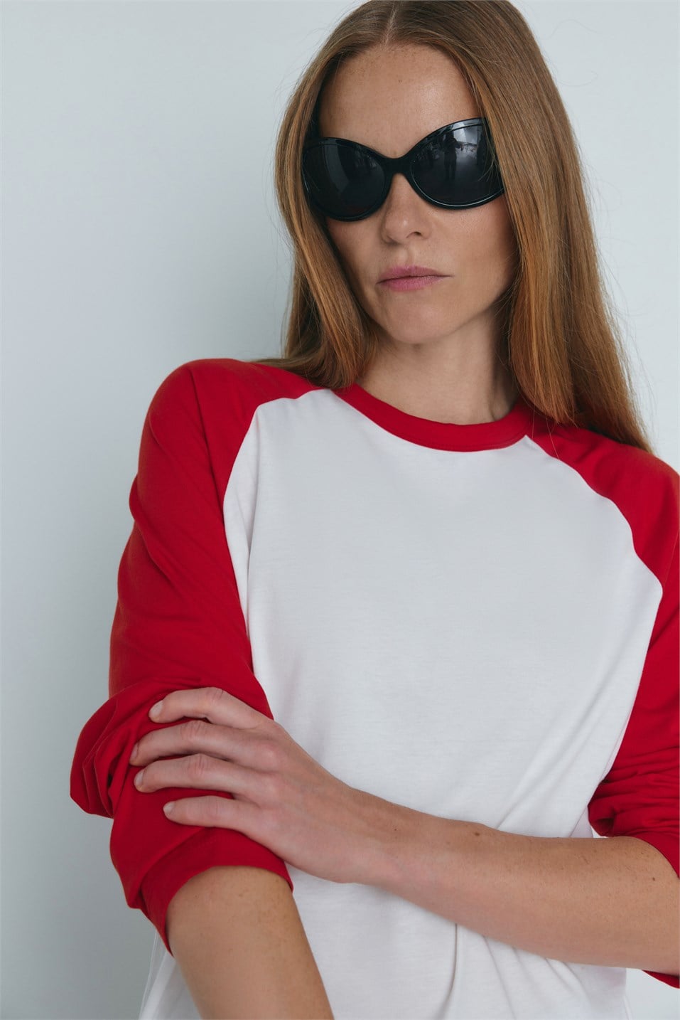 Kırmızı Reglan Çift Renk Tişört
