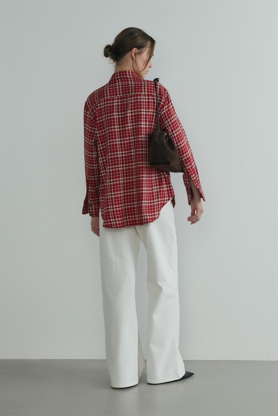 Kırmızı Slone Ekose Gömlek