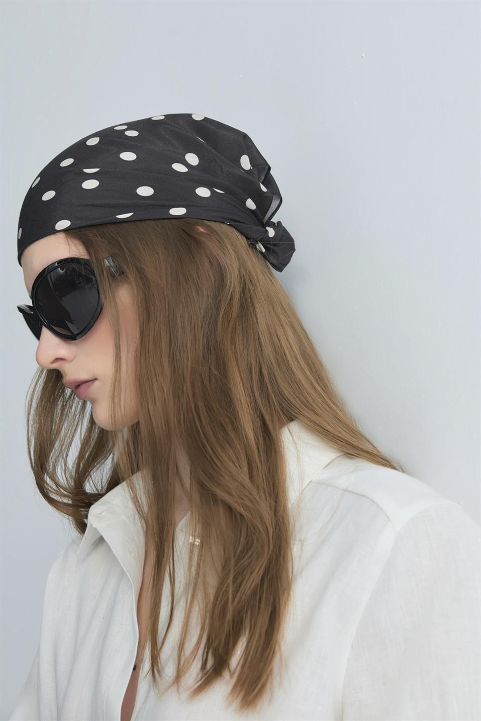 Koyu Kahve Dottie Desenli Fular