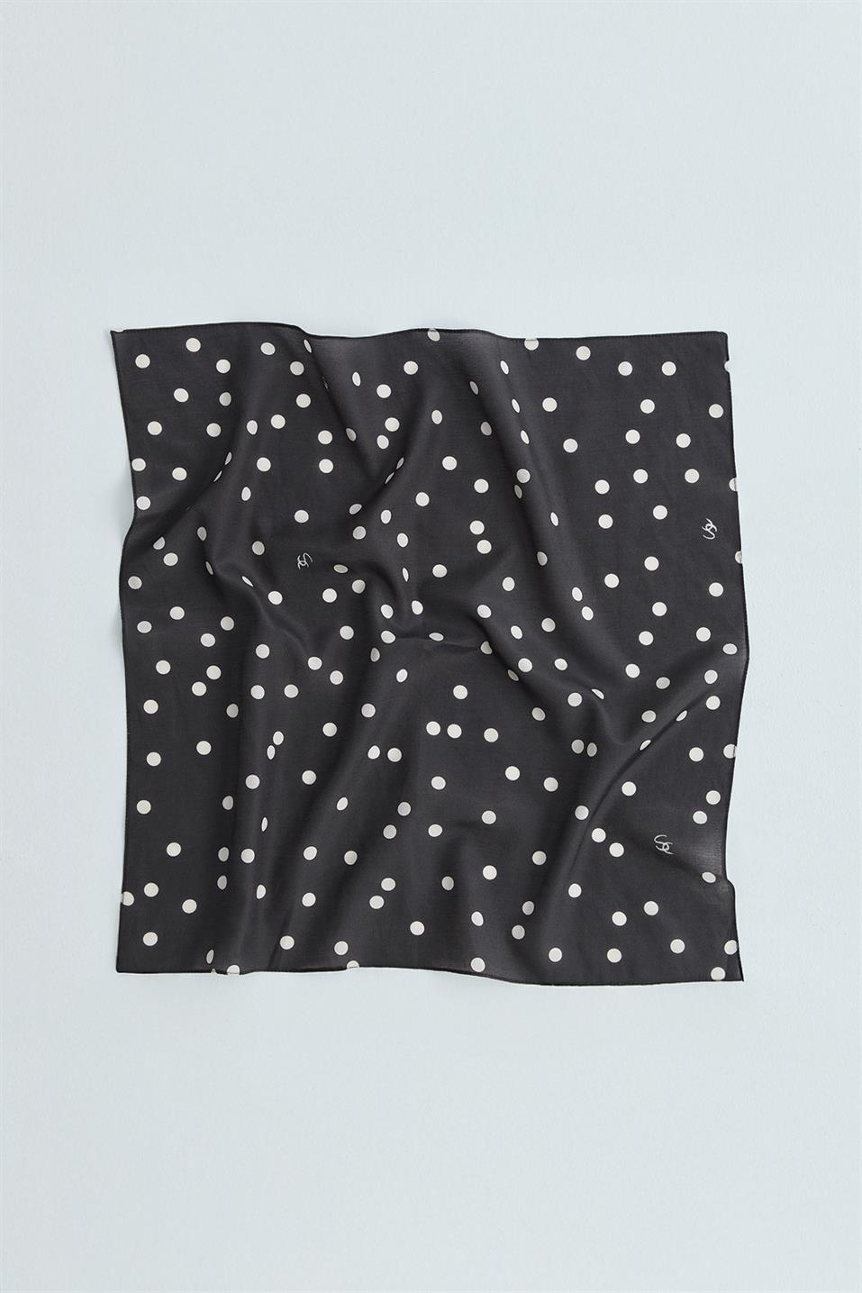 Koyu Kahve Dottie Desenli Fular