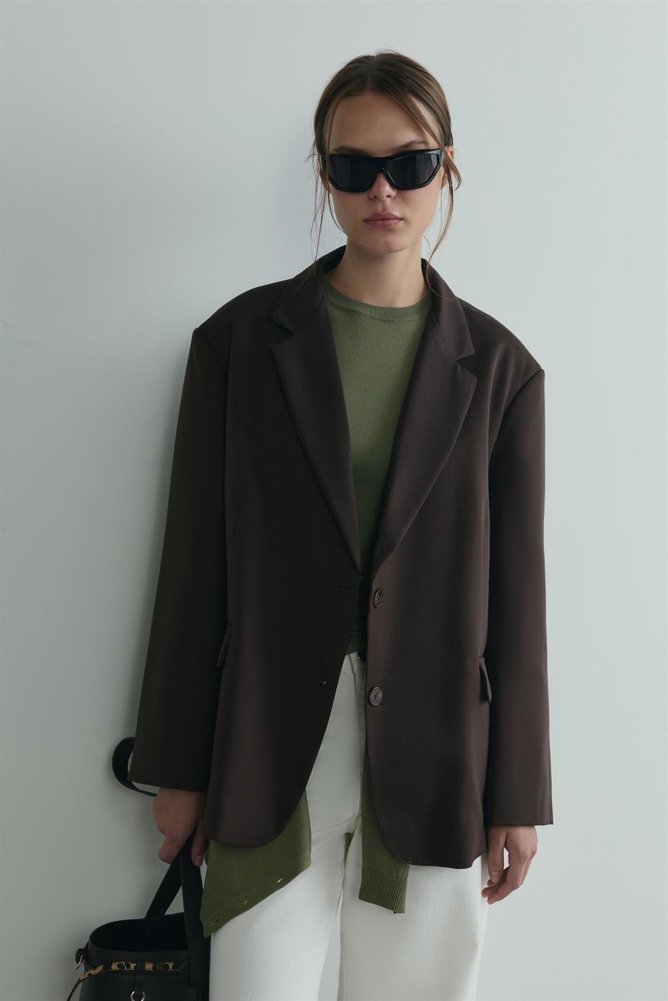 Koyu Kahve Maskülen Blazer Ceket