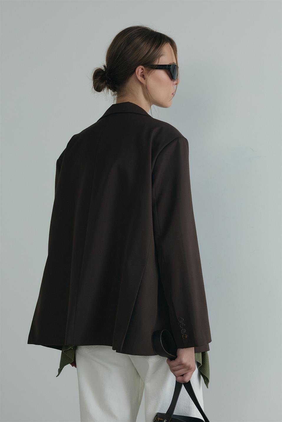 Koyu Kahve Maskülen Blazer Ceket