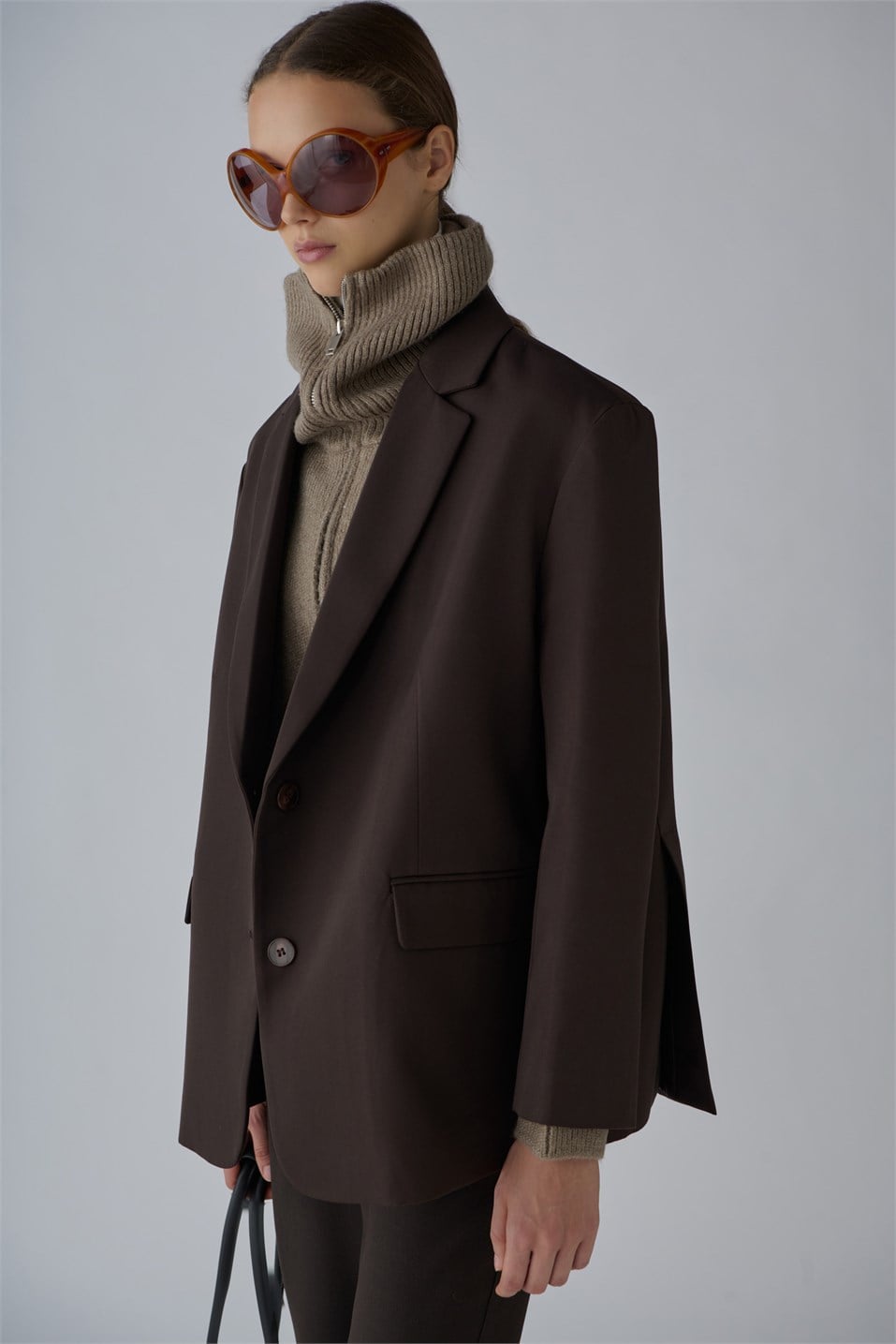 Koyu Kahve Maskülen Blazer Ceket